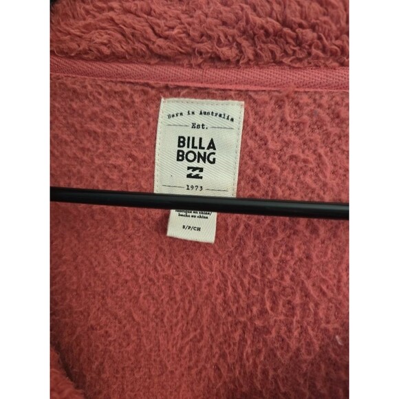 Billabong Women's Snap Up Coral Sherpa Fleece Jacket Size Small - Picture 2 of 3